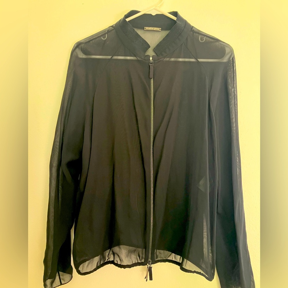 ANNETTE GORTZ Jacket Top sheer black zip up size M medium